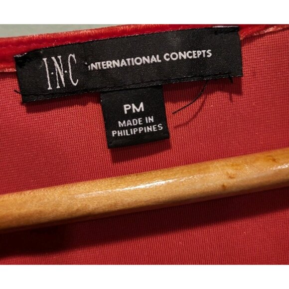 Inc International Concepts Red Velvet Long Sleeve Babydoll Y2K Top Sz Mp - Picture 5 of 6